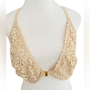 DOBREVA Ivory floral lace underwire bralette size 38E. (DD)